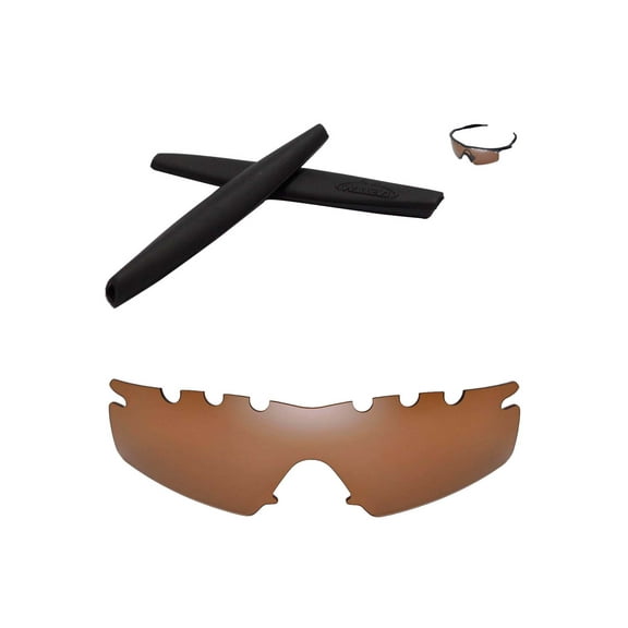 Walleva Brown Polarized Vented Replacement Lenses And Black Earsocks For Oakley M Frame Strike Sunglasses