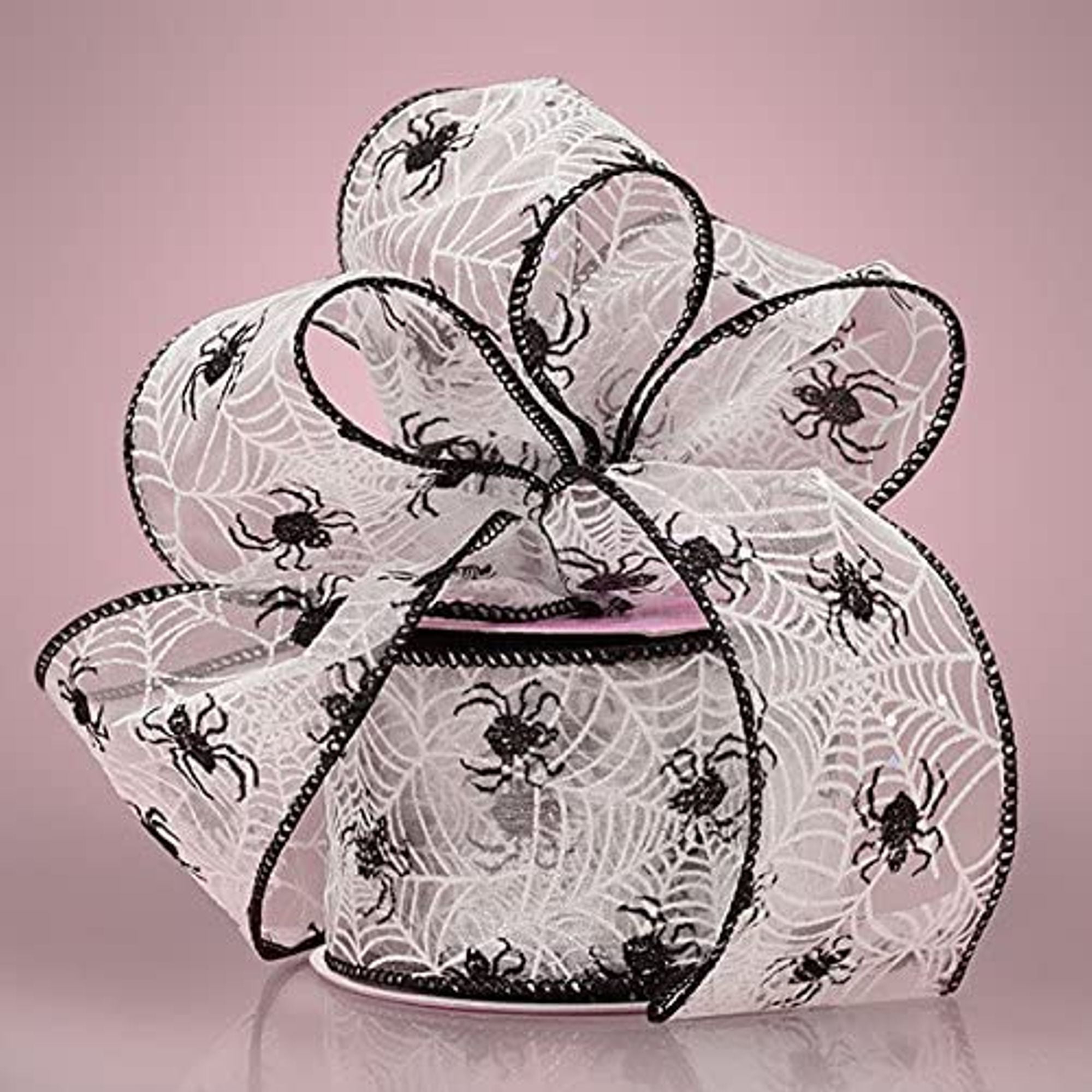 Spider  Halloween Sheer Wired Ribbon 2 1/2 Inches by 10 Yards