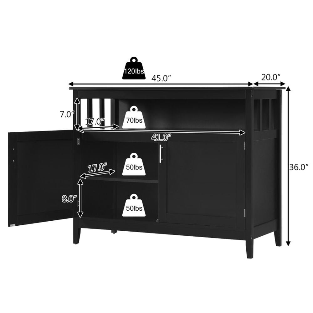 Finihen Kitchen Storage Cabinet, Buffet Sideboard, Modern Practical Wooden Kitchen Lockers with Large Storage Space, for Dining Room, Kitchen, Living Room, Black Finihen Kitchen Storage Cabinet, Buffet Sideboard, Modern Practical Wooden Kitchen Lockers with Large Storage Space, for Dining Room, Kitchen, Living Room, Black
