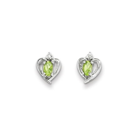 Sterling Silver Peridot & Diamond Earrings. Gem Wt- 0.47ct (10MM Long x 7MM Wide)