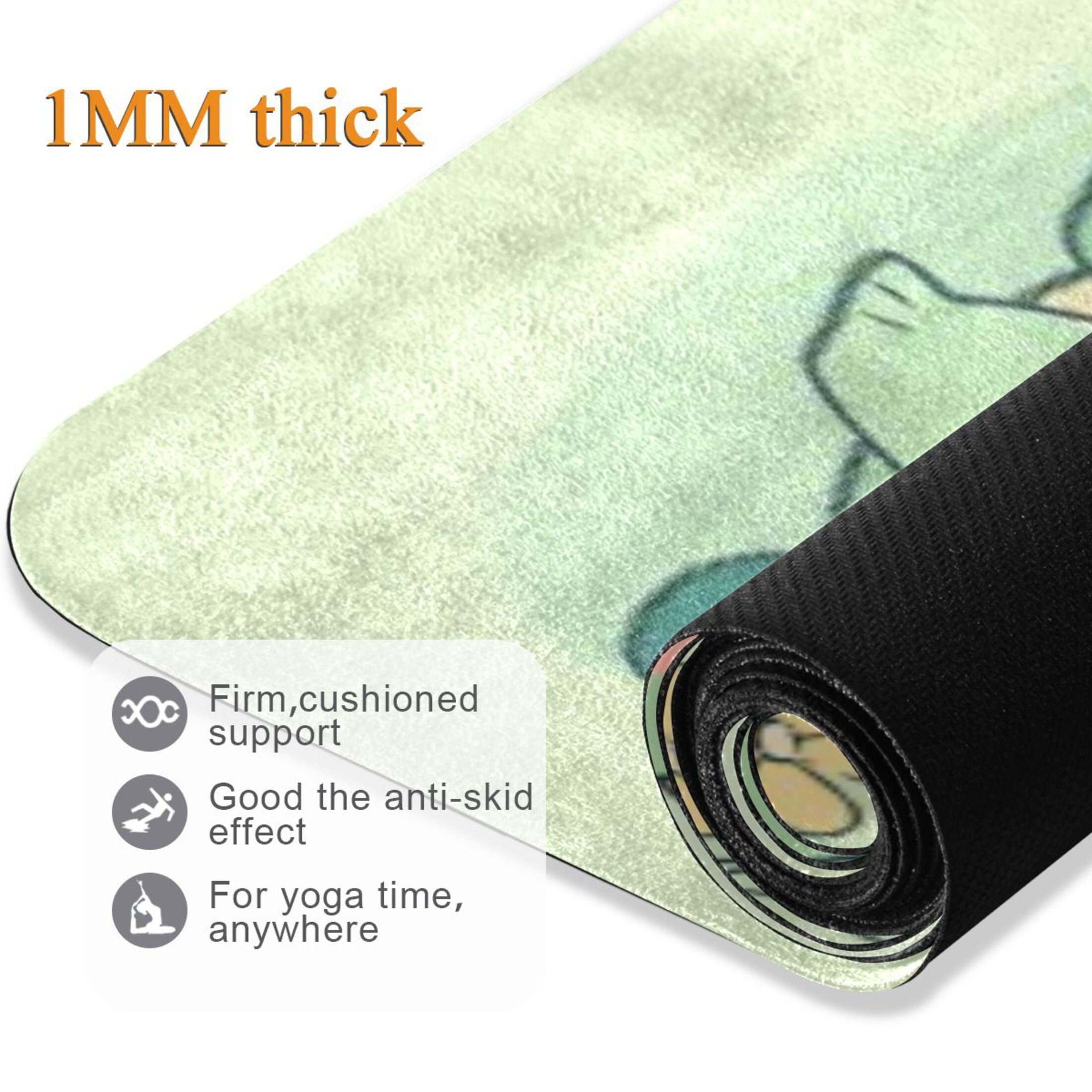 BZSMCE Yoga Mat Women Fitness Mat Lossom Crown Green Dino Pattern