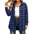 thumbnail image 4 of Tsivenald Womens Plaid Flannel Shirts Casual Roll up Long Sleeve Boyfriend Button Down Checkered Shirt, 4 of 7
