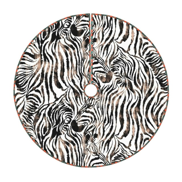 Fotbe Leopard And Zebra Pattern Christmas Tree Skirt, Tree Skirts Plush Christmas Decorations, Christmas Tree Skirts Xmas Decorations Holiday Party Decor-48"