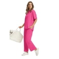 thumbnail image 4 of Ronuti Two Piece Sets for Women Summer Outfits Oversized Wide Leg Crop Pants Lounge Sets Airport Beach Vacation Clothes, 4 of 9