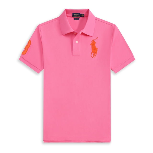 Short Sleeve Polo Shirt Men's Loose Plus Size Lapel Solid Color Cotton Embroidered Shirt