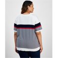 thumbnail image 2 of Tommy Hilfiger Womens Colorblocked Pullover Sweater, Multicoloured, Plus Size, 0X, 2 of 2