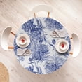 thumbnail image 4 of Ambesonne Vintage Fitted Round Tablecloth, Hand-Drawn Monochrome Flora, 40"- 44" Diameter, Dark Ceil Blue and Grey, 4 of 5