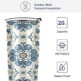 thumbnail image 4 of SKYSONIC Tile Pattern Tumbler Stainless Steel Double Wall Vacuum Reusable Insulated Mug with Straw and Built-in Coaste for Cold and Hot Beverages, 20oz, 4 of 7