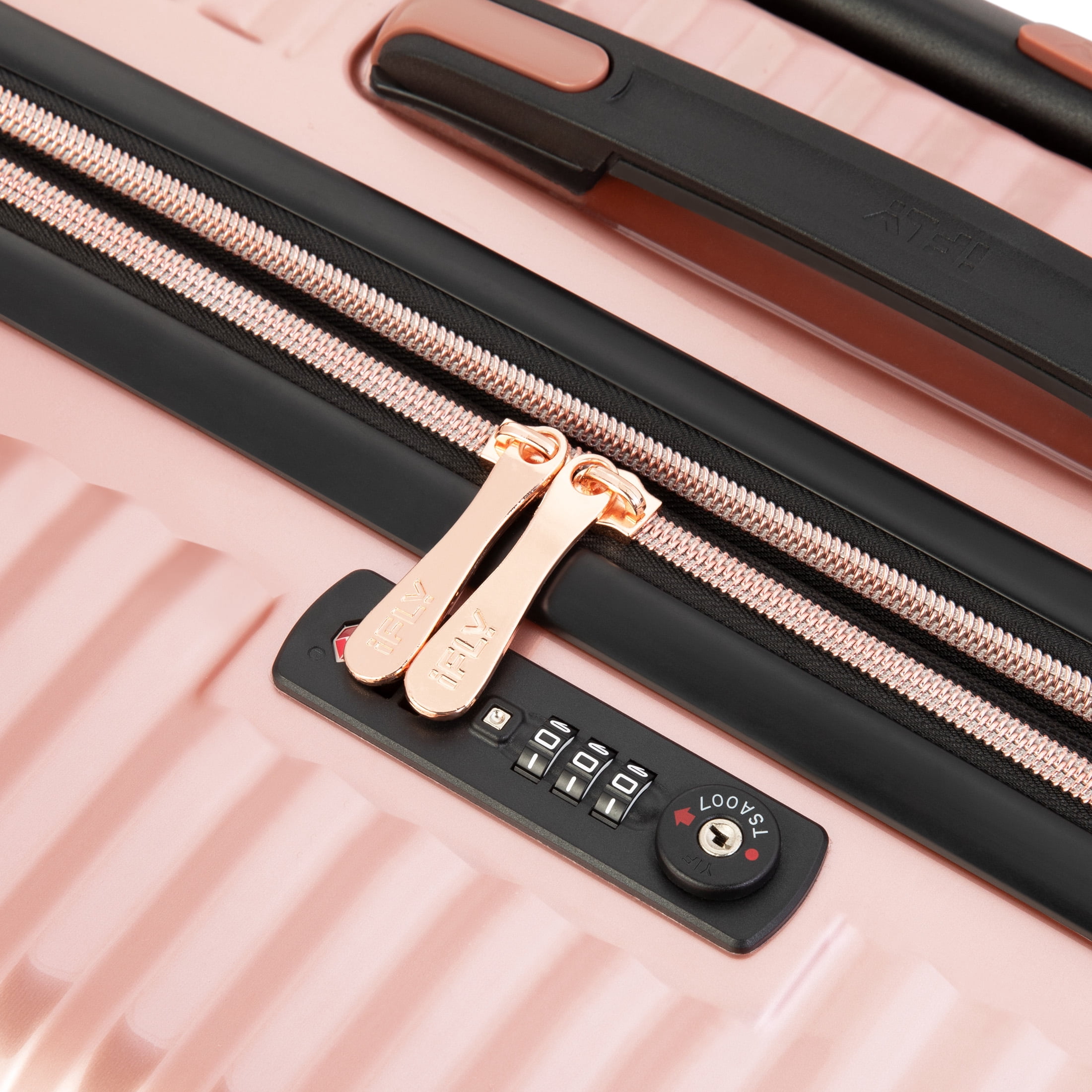 iFLY Elite 2-Piece Expandable Hardside Spinner Luggage Set, with TSA Lock, 20" Carry-on and 28" Checked Luggage, Rose Gold