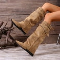 thumbnail image 6 of Roncen Women's Winter Casual Straight Leg Boots - Solid Color Pointed Toe Knee-High Boots with Chunky Low Heel for Daily Wear, 6 of 8