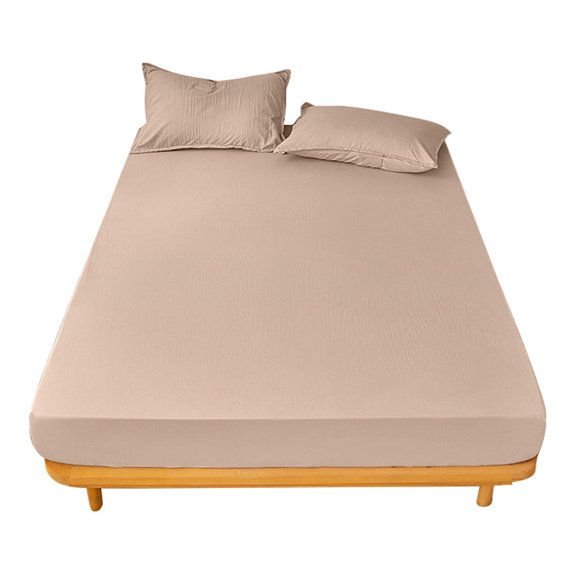 Fall Refresh 1*Bed Sheet 2*Pillow Cover,Quilt Cover Set Beige A90X200Cm,Solid Color Japanese Yarn Dyed Single Bed Cover Pillowcase Set Bed Sheet And Pillow Case 1 Pair