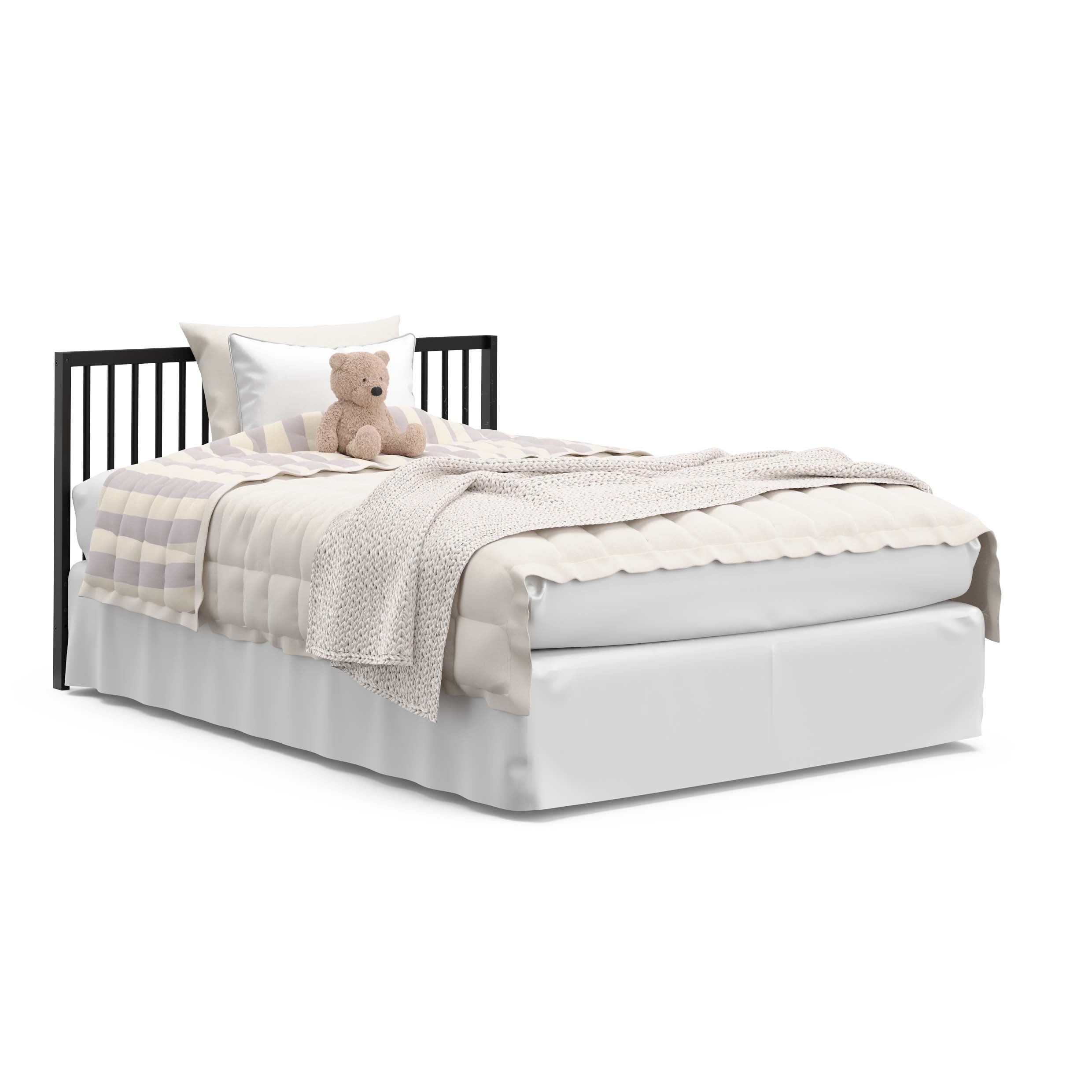 Graco Teddi 5-in-1 Convertible Crib and Premium Crib & Toddler Mattress Bundle, Black