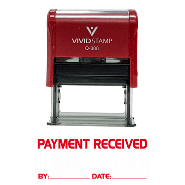 Vivid Stamp Payment Received By Date Self Inking Rubber Stamp (Red Ink) - Large