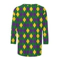 thumbnail image 4 of Erwazi Mardi Gras T-Shirt for Women Graphic Printed Crewneck 3/4 Sleeve Carnival Tee Top, 4 of 6
