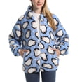 thumbnail image 2 of SWSMCLT Women's Long Sleeve Fuzzy Coat Hoodie Winter Pocket Sweatshirt Full Zip Top Hooded Fleece Fuzzy Cute Blue X-Large, 2 of 4