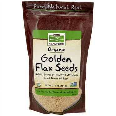 NOW Foods Real Food Certified Organic Golden Flax Seeds 16 oz - Vegan