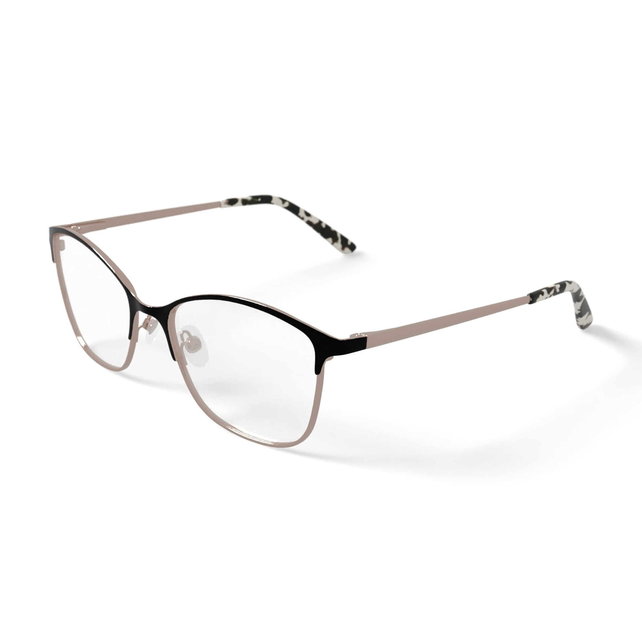 Christie Brinkley Women's C327 Browline Prescription Eyeglasses with Case, Black/Gold