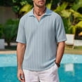 thumbnail image 2 of LMOIPLI Mens Casual Shirt Summer Breathable Short Sleeve Vacation Button Beach Knit Stretchy Solid Golf Shirts Light Blue XXL, 2 of 7