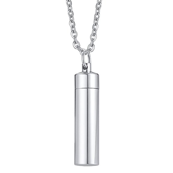 Men Cremation Urn Necklace Manmade Stainless Steel Decorative Memorial Cylinder Keepsake Jewelry Pendant, for Pendant Tube, Jewelry Gifts