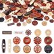 thumbnail image 1 of 150 botones de madera surtidos de 15 estilos diferentes (de 1,8 a 3,8 cm) para manualidades, costura, redondos, con forma de flor y planos., 1 of 5