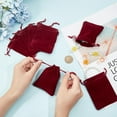 thumbnail image 3 of 25Pcs 9x7cm Jewelry Pouches Dark Red Burgundy Red Soft Velvet Cloth Gift Bags with Drawstring Jewelry Pouches (3.5x2.8Inch), 3 of 9
