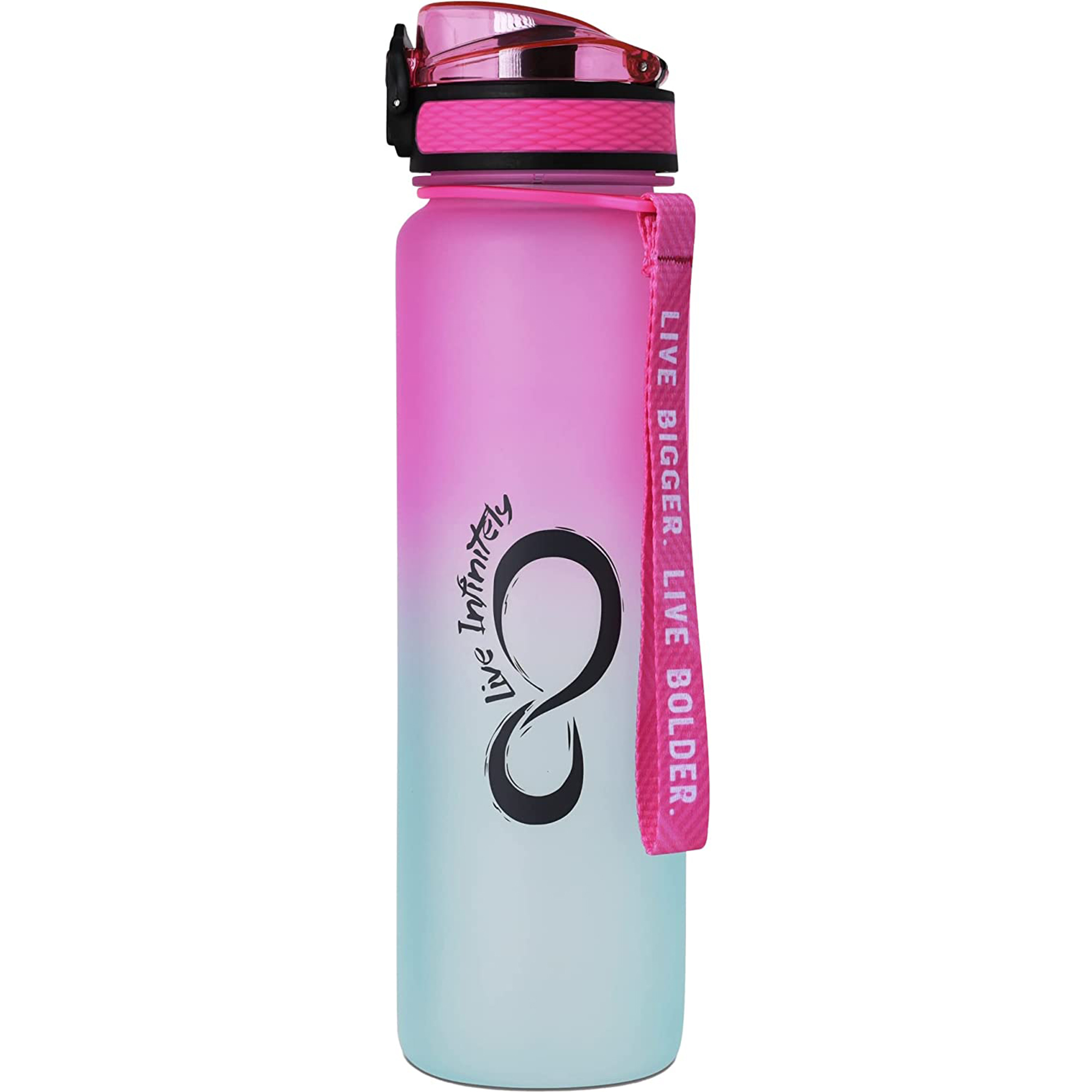 Live Infinitely Gym Water Bottle with Time Marker Fruit Infuser and