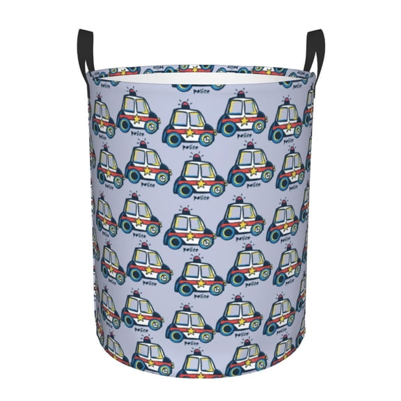 Large Laundry Basket with Handles - Police Car Kids Baby Dirty Clothes Laundry Hamper for Bedroom Aesthetic