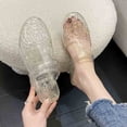 thumbnail image 2 of oqasdz Slippers for Women Summer Slip On Sandals with Hollow Toe Ring Jelly Pool Two Way Wear Versatile Openwork Sandals,White, 2 of 7