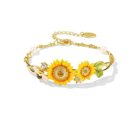 Sweet enamel sunflower flower half bracelet bracelet girls girlfriends gift