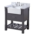 thumbnail image 3 of Charlotte 30" Farmhouse Bathroom Vanity with Marine Gray Cabinet and Carrara Marble Top, 3 of 5