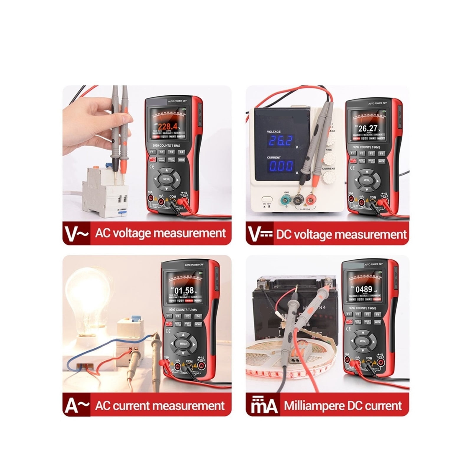 AOS02 Digital Oscilloscope Transistor Test Multimeter 48MS/s Sampling Rate 10MHZ Analog Bandwidth Support Waveform Storage ,Professional Designed