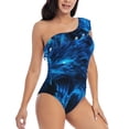 thumbnail image 3 of Pofeuu Ice Blue Fire Wolf Print Women's One Piece Swimsuits One Shoulder Swimwear Asymmetric Ruffle Monokinis Bathing Suits-X-Large, 3 of 6