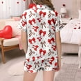 thumbnail image 5 of YUEHUA Girls Valentines Pajamas Silk PJS Set Bow Satin Sleepwear Short Sleeve Jammies for Kids Button-Down Nightwear size 7-8 10-12, 5 of 6