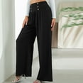 thumbnail image 7 of Boho Pants for Women Beach Pants Lounge Trousers High Waisted Wide Leg Pants Pleated Belly Control Flowy Slacks, 7 of 7