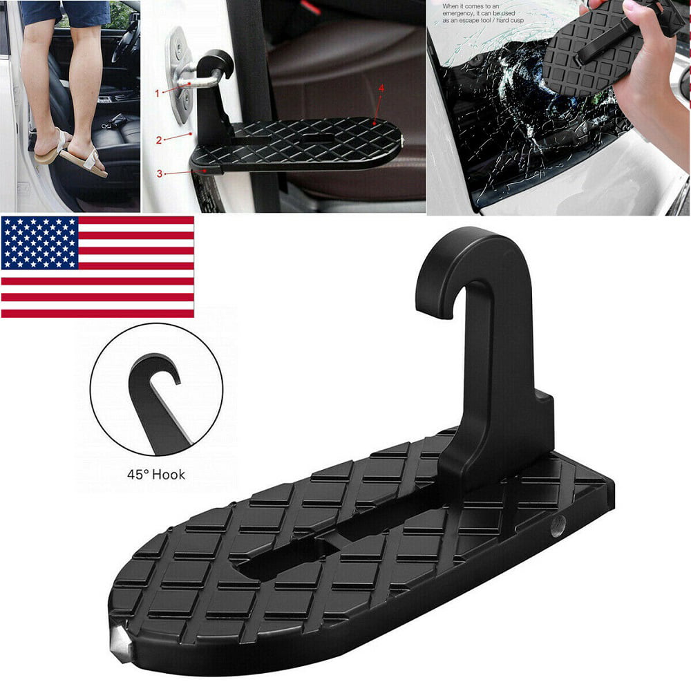 Easy Access to Rooftop for SUV Rv Truck Automotive Exterior Car Accessories Foldable Foot Pedal with Safety Hammer Car Door Step Universal Fit Metal Car Roof Rack Ladder for Door Latch Hook