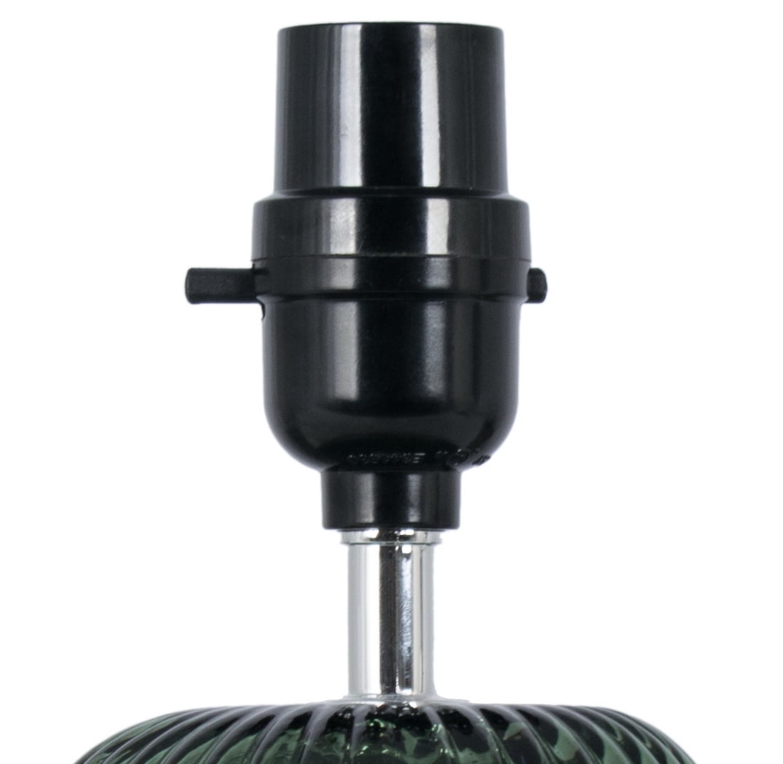 Mainstays Green Glass Table Lamp with White Linen Shade, 12.75 Inch