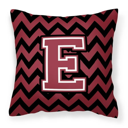 Letter E Chevron Garnet and Black Fabric Decorative Pillow