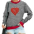 thumbnail image 6 of ICHUANYI Womens Striped Heart Print Oversized Sweatshirt Color Block Crew Neck Long Sleeve Casual Loose Pullover Top Sweatshirts, 6 of 6