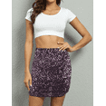 thumbnail image 3 of PrettyGuide Women's Sequin Skirt Stretchy Bodycon Sparkle Mini Skirt Night Out, 3 of 7
