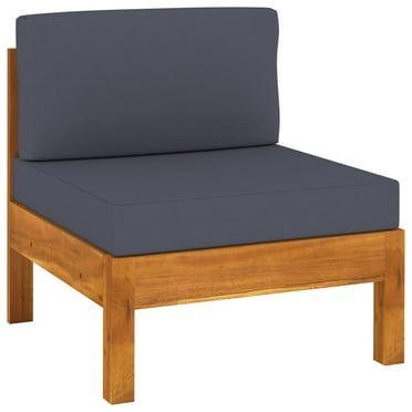 vidaXL Middle Sofa with Dark Gray Cushions Solid Acacia Wood
