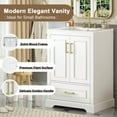 thumbnail image 6 of 24 Inch Bathroom Vanity with Sink, Modern Freestanding Cabinet with Soft Close Doors and Ceramic Basin for Bathroom Storage, White, 6 of 11