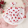 thumbnail image 4 of YWDJ Valentines 3-18 Months Old Valentines Day Love Printed Bodysuit Spring Summer Round Neck Long Sleeve Ruffled Love Bow Bodysuit Set Bow Hairband White 6 Months, 4 of 9