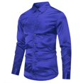 thumbnail image 2 of Camisa formal ajustada de manga larga brillante de moda casual para hombre, 2 of 4