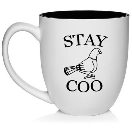 

Stay Coo Cool Funny Pigeon Ceramic Coffee Mug Tea Cup Gift for Her Him Friend Coworker Wife Husband (16oz White)