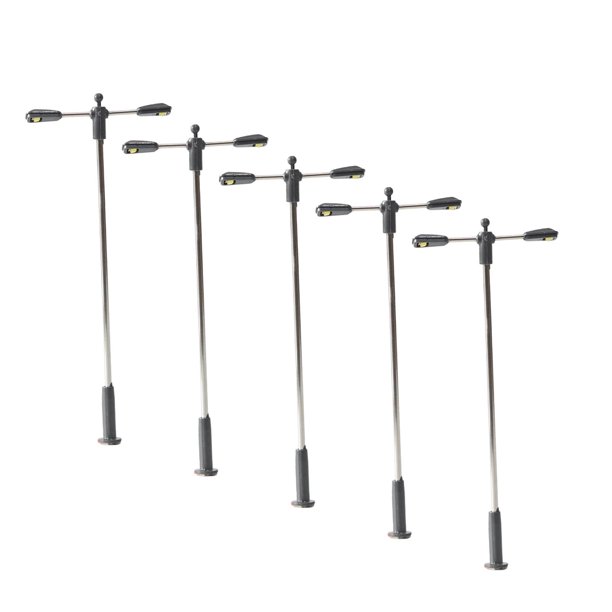5x Mini farolas de , modelos de lámparas de jardín de hadas, simulación de luces blancas cálidas, decoraciones para casas de muñecas, lámparas de 6 cm x 32 cm