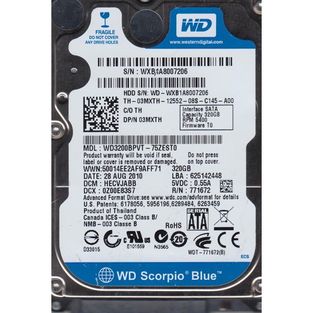 WD3200BPVT-75ZEST0, DCM HECVJABB, Western Digital 320GB SATA 2.5 Hard ...