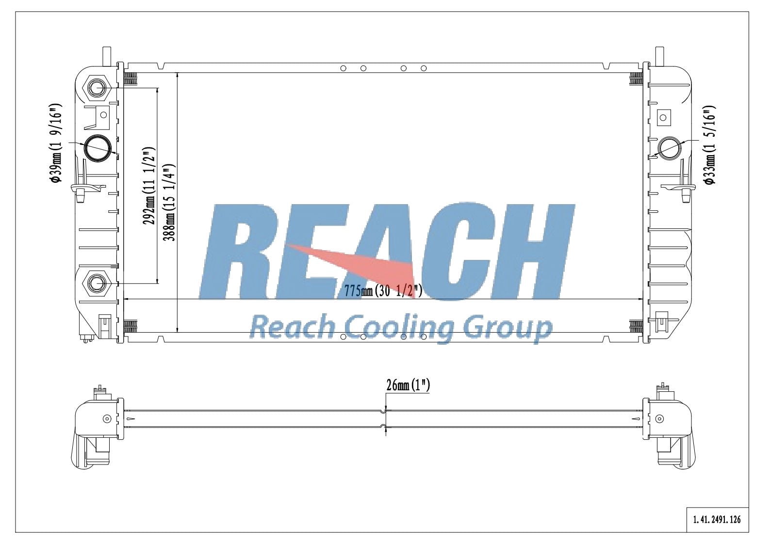 REACH Radiator 41-2491 for 05-01 Cadillac DeVille; 03-01 Oldsmobile Aurora