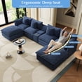 thumbnail image 2 of Wiilayok 143" Modular Sofa Set,Large Corduroy U Shaped Sectional Sofa with Ottoman,Central Console,Cup Holder,6 Seater Deep Seat Couch for Living Room Furniture,Blue, 2 of 9