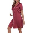 thumbnail image 3 of DreamFish Women's Summer Nightshirt Button Down Short Sleeve Sleepshirt Lightweight Nightgown Sleepwear (Slim Fit, Size Up for Relaxed Feel), 3 of 6