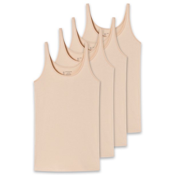 SCHIESSER Top con Tirantes para Mujer, Paquete de 4 - Single Jersey, Serie 95/5, uni Beige (Arena) M (Medium)